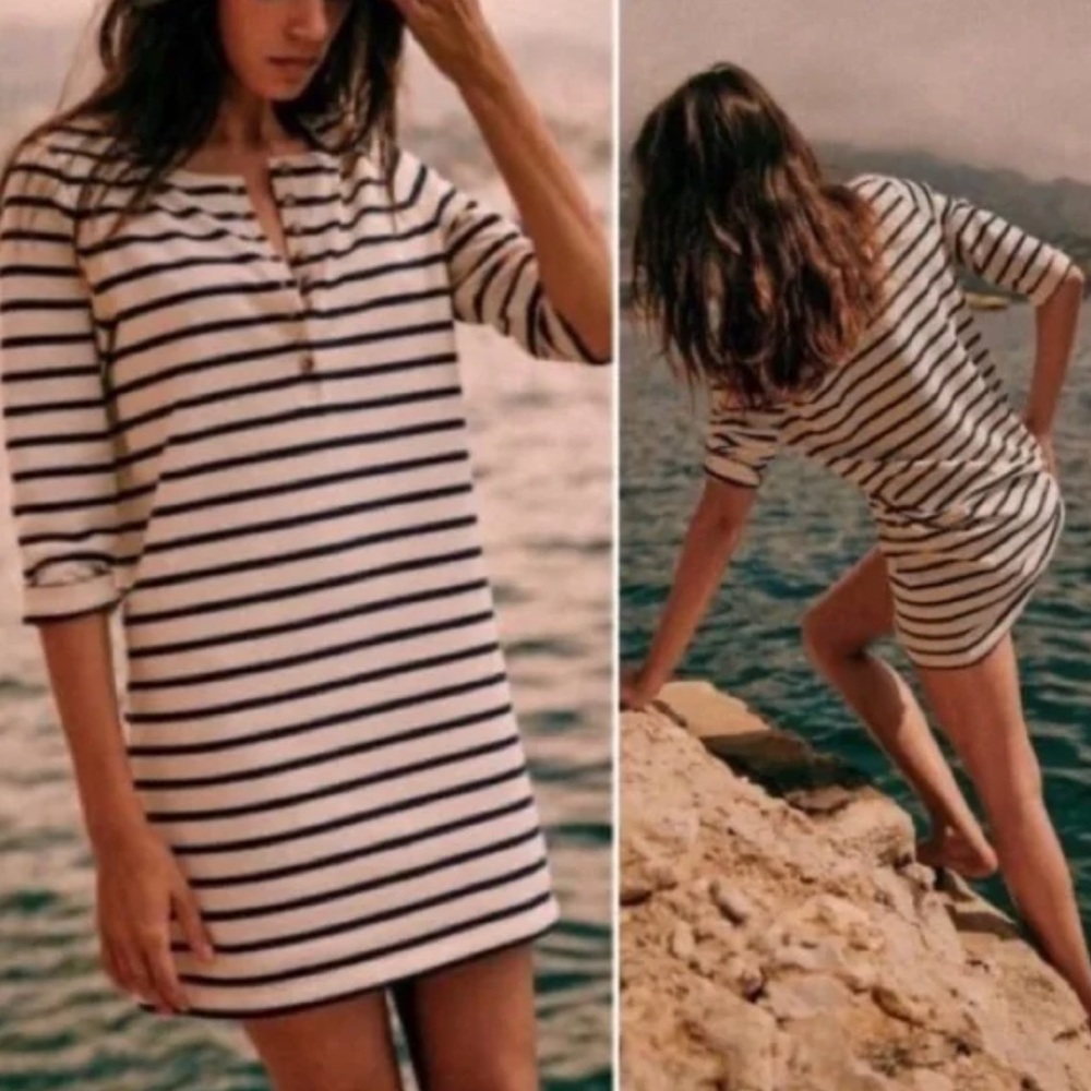 Sézane Tyra dress- navy stripe mariniere shirt /dress small/medium